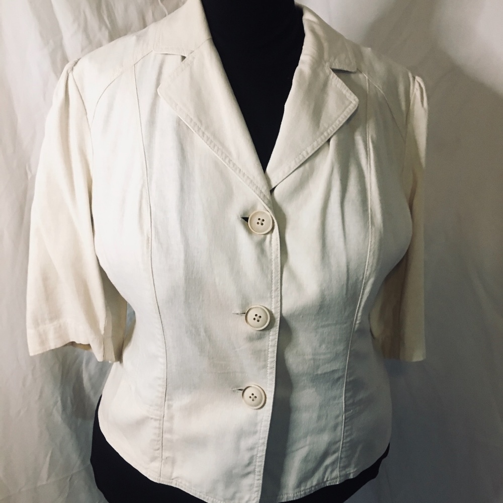 Merona Linen Cream Short Sleeve Jacket Size 18W